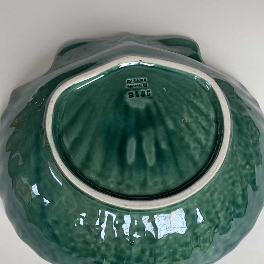 Olfaire Pottery 12” Blue Green Shell Bowl - Picture 6 of 11